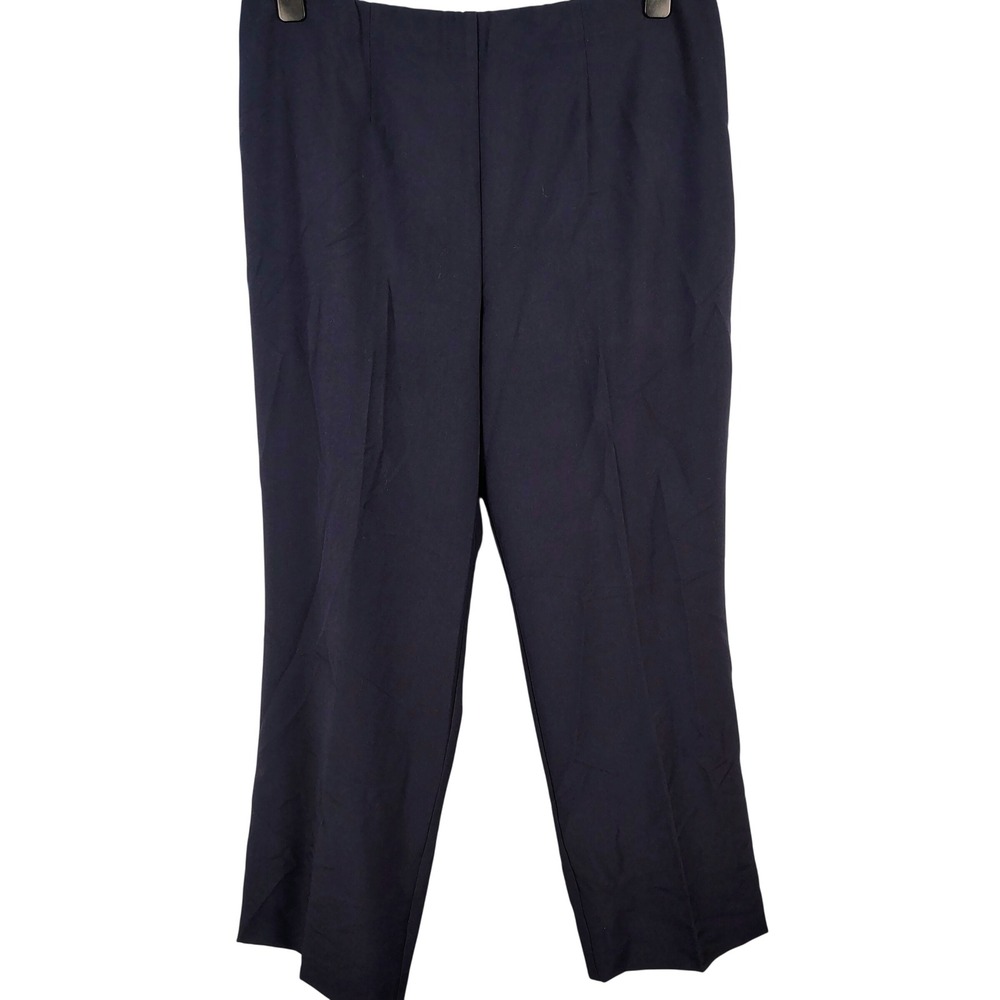 Susan Graver Womens 1X Trousers Navy Blue Rayon Blend Professional Officecore